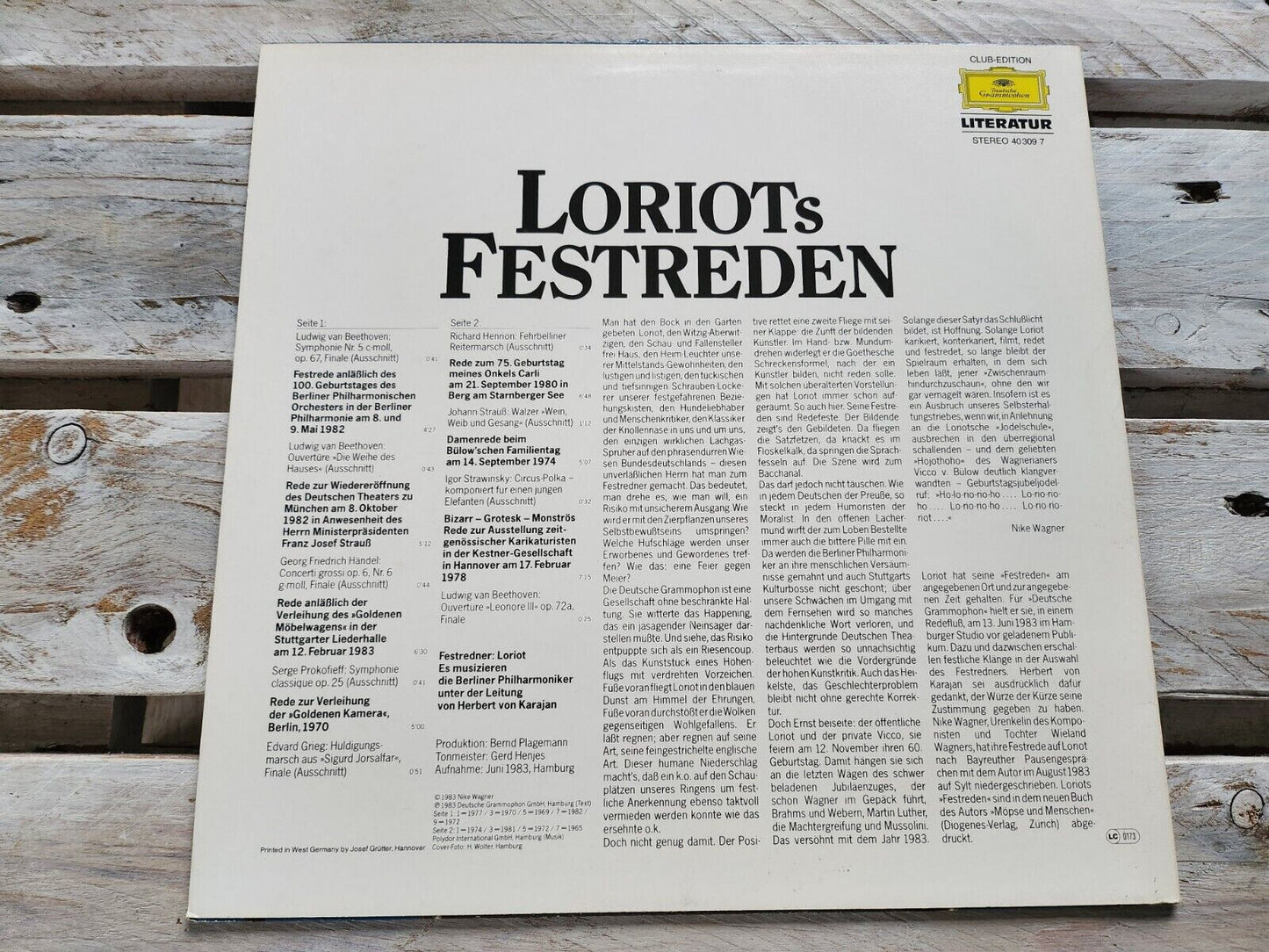 Loriot "Loriot´s Festreden" 12" LP Vinyl 1983