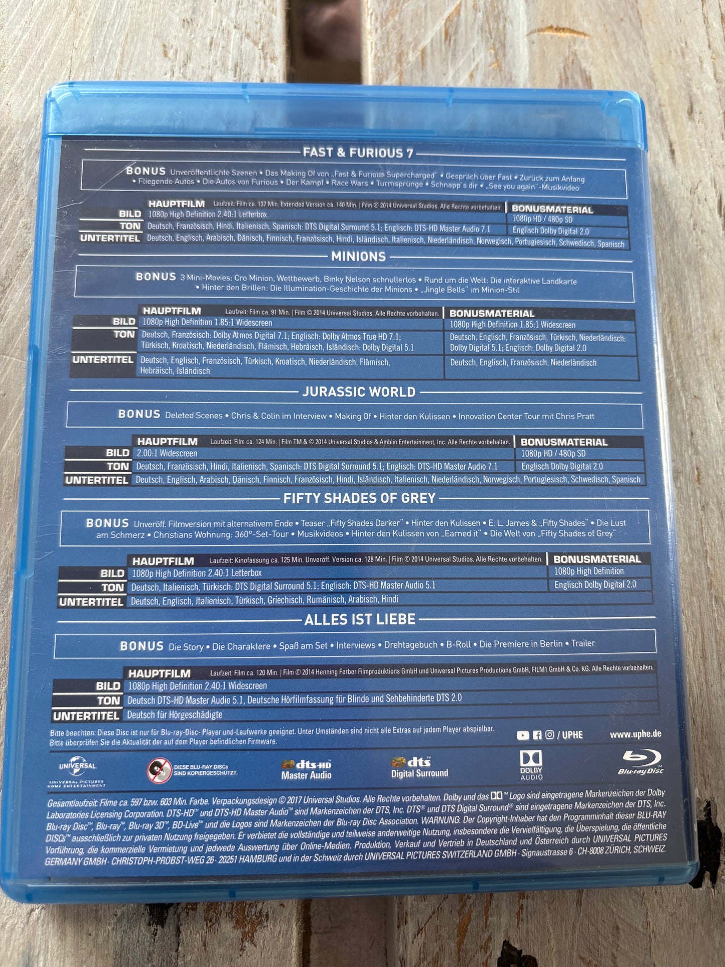 5 Filme Family Pack / Minions, Fast & Furious7, Jurassic, 50 Shades of Grey BluRay