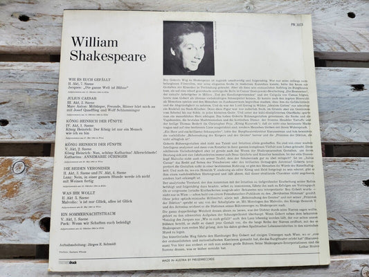 Boy Gobert spricht William Shakespeare 12" LP Vinyl 1964