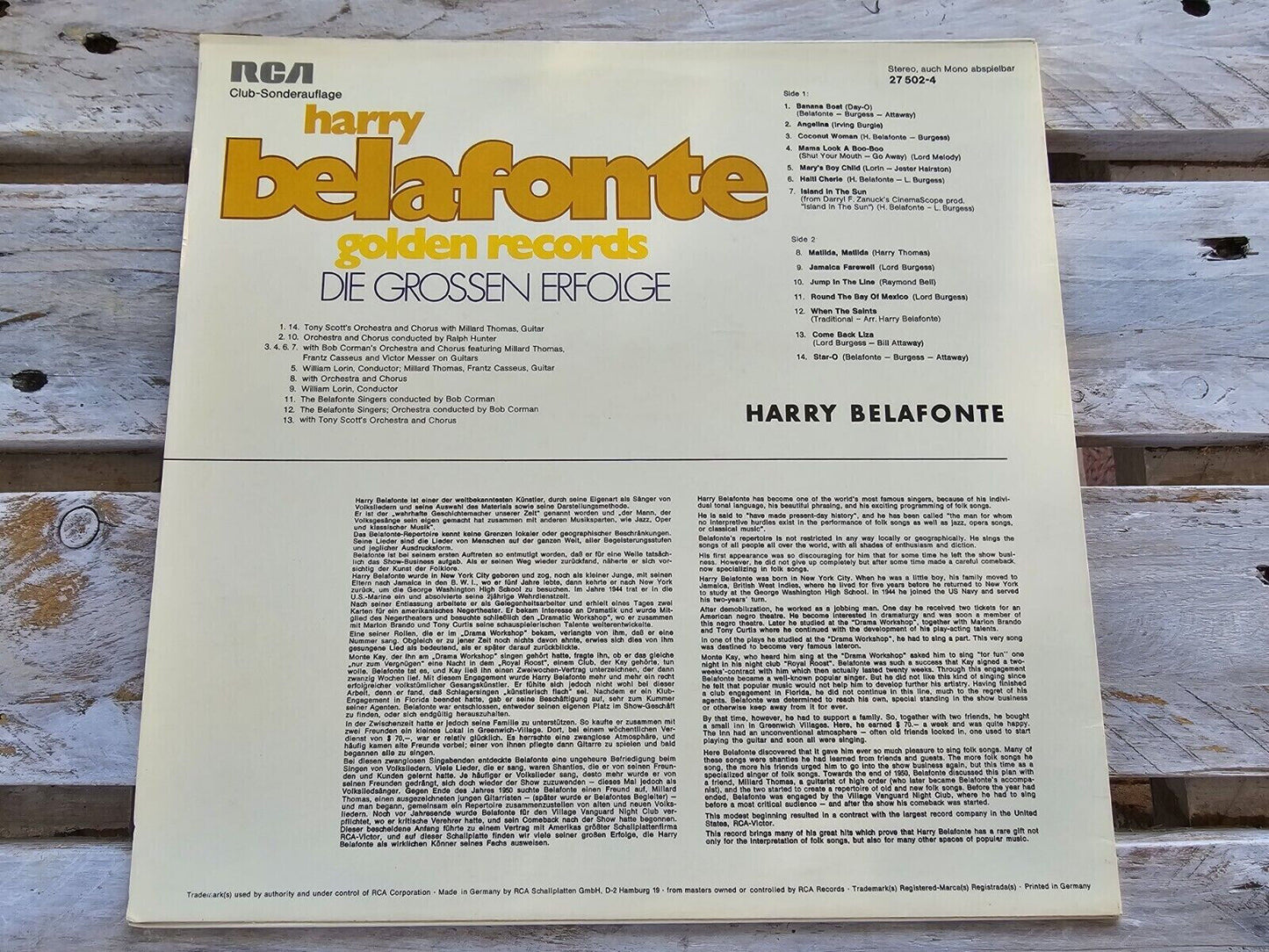 Harry Belafonte - Golden Records Vol. 2 12" LP Vinyl 1967