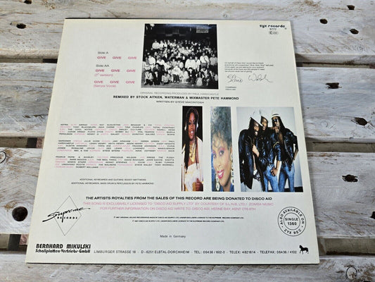 Dance Aid - Give Give Give 12" Maxi Vinyl 1987